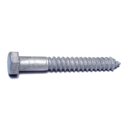 Midwest Fastener Lag Screw, 1/2 in, 4 in, Steel, Hot Dipped Galvanized Hex Hex Drive, 25 PK 05596